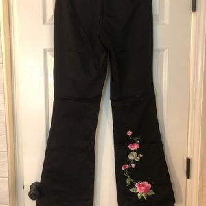 Black Floral Embellished Cache Pants